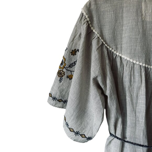 Layerz Clothing Wander Dress Cover Up Lightweight Gauzy Sheer Boho Embroidery - Picture 8 of 16